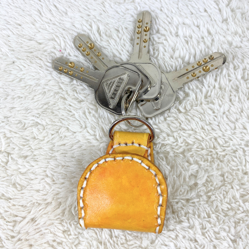 本革 キークリップ（黄）